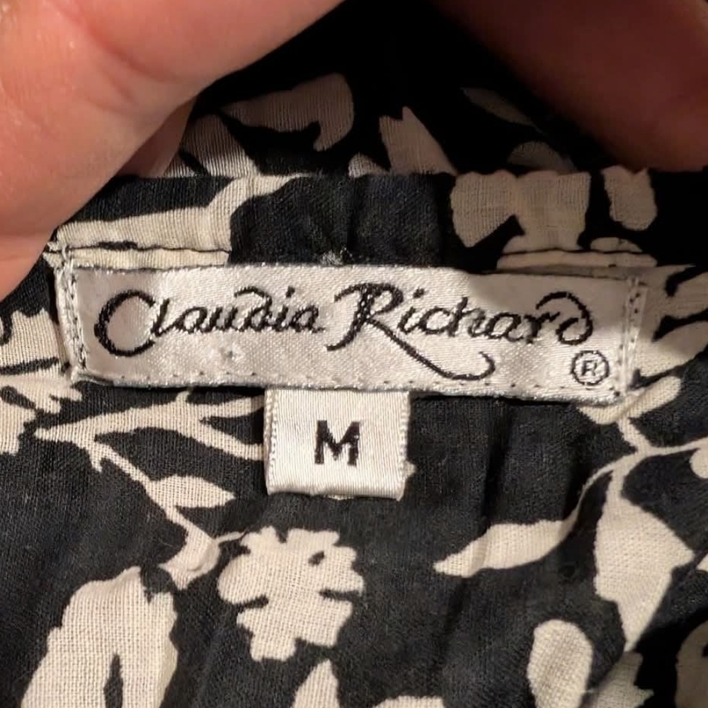 Claudia Richard 100% Cotton Black and White Floral Midi Dress - Picture 3 of 5